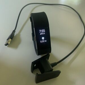 Fitbit charge 2 activity tracker, black band with charger, like new